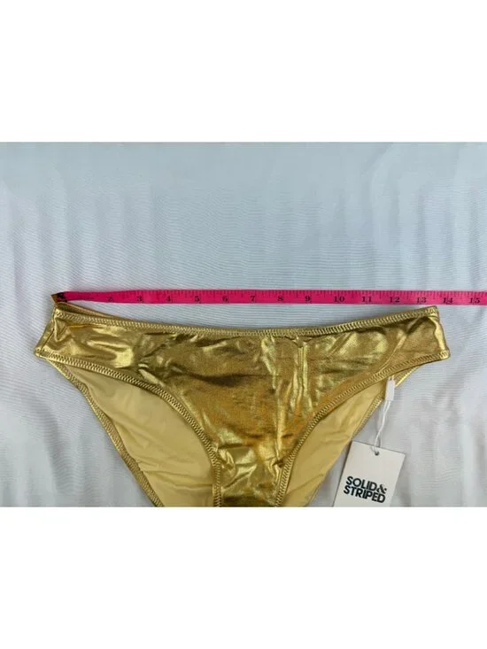 NWT SOLID & STRIPED The Nani metallic mid-rise bikini briefs Size Small $108 - Picture 8 of 13